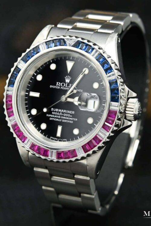 Submariner Silver Blue Red Diamond 40mm